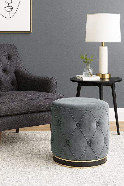 Zem Chester Puf, Gri Gold