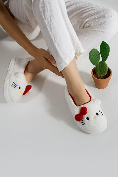 STOCON Girl's Plush House Slippers with Hello Kitty Figure – Soft, Non-Slip and Warm Women's Slippers Stc1141