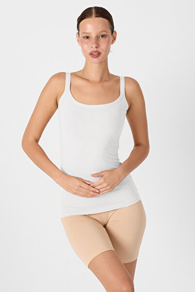 Malabadi White Modal Tank Top - Λεπτές τιράντες και ανοιχτή πλάτη, Γυναικεία 1034