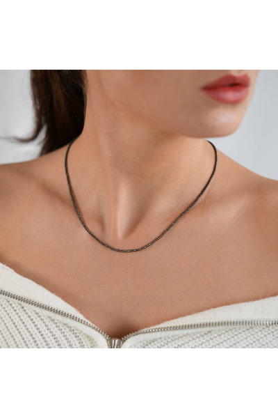 Sandra Ferretti 18K Gold Necklace with Diamond Balls and Ruthenium Plated, 6g