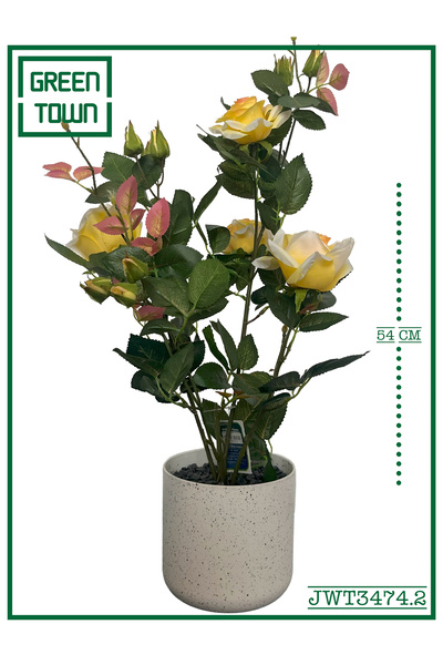 GREEN TOWN مينى روز اصفر صناعي 54 سم