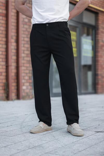 Madmext Black Relaxed Fit Men's Fabric Trousers E6577
