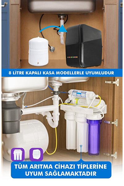 Alfa Dükkan 8 Litre Çelik Su Arıtma Tankı 2.2 gallon metal arıtma tankı
