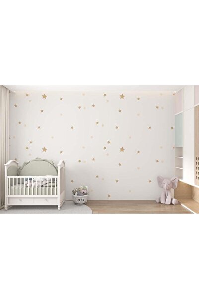 Genel Markalar Krem Bej Yıldızlı Çocuk Odası Duvar Kağıdı