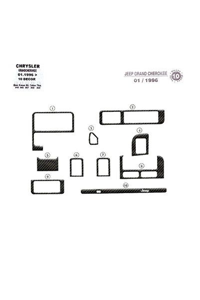 Marscockpitdesign غطاء كونسول توربيدو لسيارة جيب جراند شيروكي 1996، 10 قطع