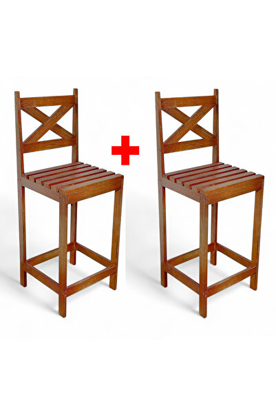 Weblonya Bar Tabure Ahşap Sandalye Mutfak Bar Sandalyesi 2 adet 5147