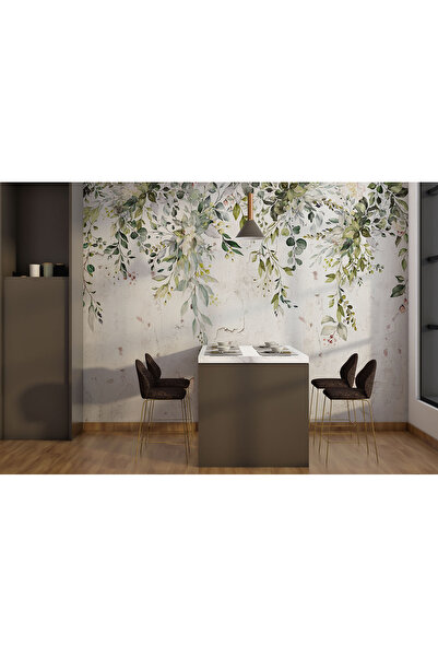 Genel Markalar Kibar Çiçekler Ve Yapraklar Soft Renkler Duvar Kağıdı