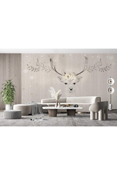 Özen Duvar Kağıtları Süslü Geyik Resimli Duvar Kağıdı