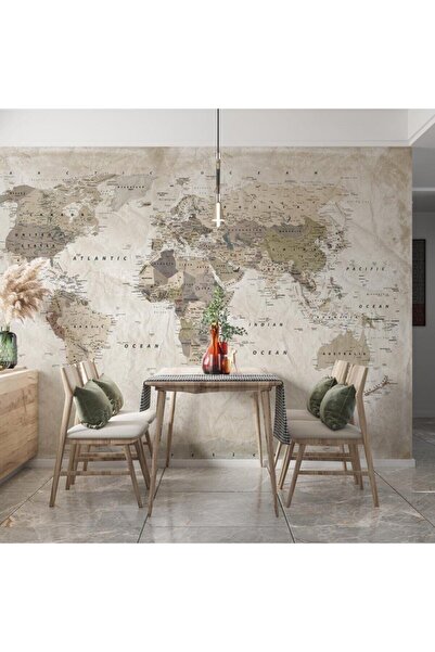 Özen Duvar Kağıtları Siyasi Dünya Haritası Duvar Posteri