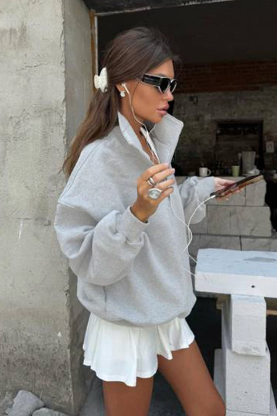 Madmext Світшот Grimelanj оверсайз на блискавці MG1933