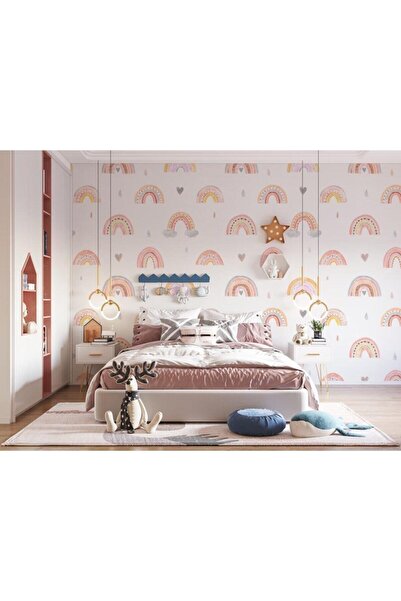 Genel Markalar Soft Renk Gökkuşakları Çocuk Odası Duvar Kağıdı