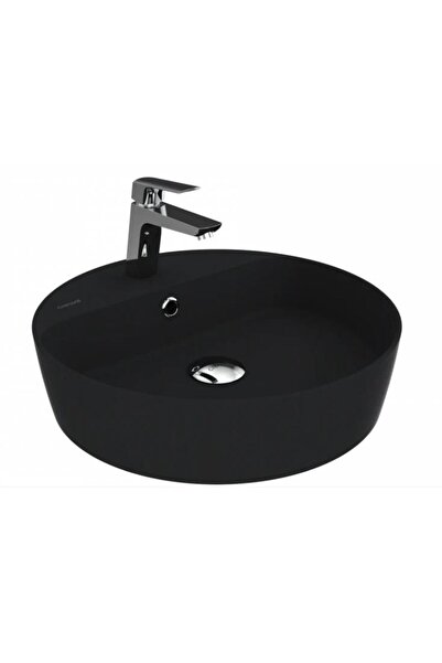 Creavit Loop Yuvarlak Masaüstü Setüstü Çanak Lavabo Siyah Mat Batarya Delikli Ø45 cm LP146
