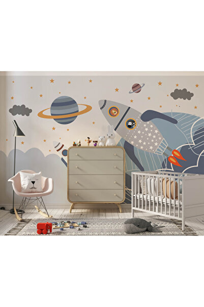 Özel Duvarlar Uzay Araçları ve Astronot Çocuk Odası Duvar Kağıdı
