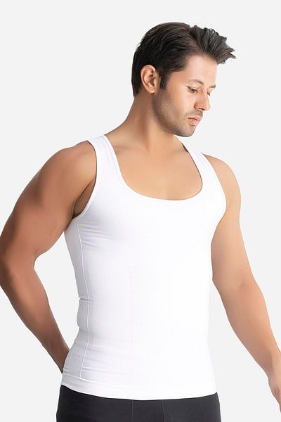 Arma Yıldız Men's White Firming Corset Tank Top Belly Anti-Sagging Body Shaper