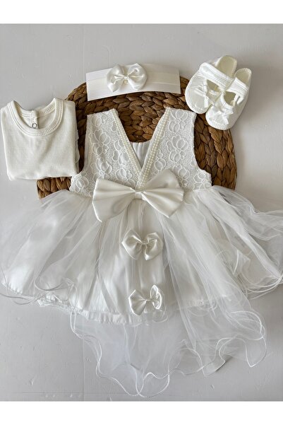 PİLEKİ BABY 0 4 Ay Yenidoğan Bebek Mevlüt Elbisesi Prenses Elbise Dantelli Ge...