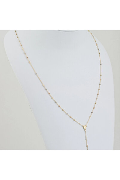 Sandra Ferretti Rozariu 62 cm din Aur Galben, Alb, Roz de 18K cu Bile si Lant Diamantate, 4.74 g