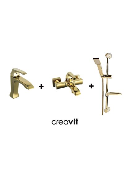 Creavit AVANGART 3 LÜ BANYO ARMATÜR BATARYA SETİ ALTIN CREAVİT AG250000G + AG...