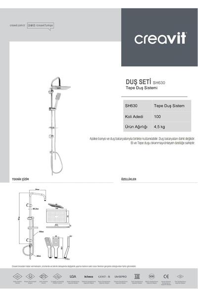 Creavit SH630 Yağmurlama Robot Tepe Duş Başlığı Seti Duş Takımı