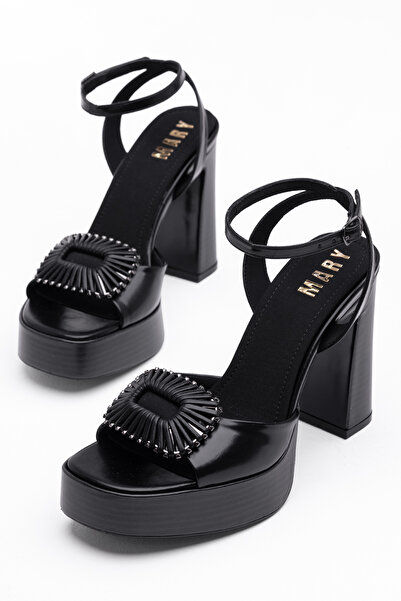 Tasarım Mantaga Kadın Önden Tokalı Bilekten Kemerli Platform Topuklu Ayakkabı