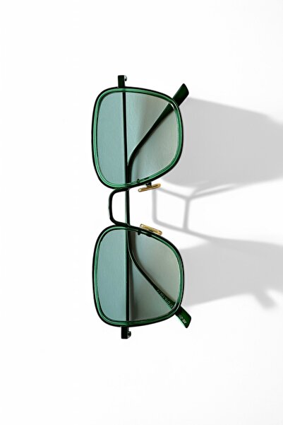 REN EYEWEAR Blue Glass Metal Frame Square Oversized Sunglasses Unisex