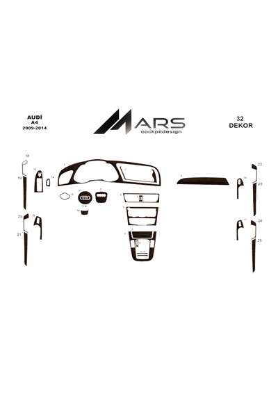 Marscockpitdesign أودي A4 2009 كونسول-توربيدو 32 قطعة