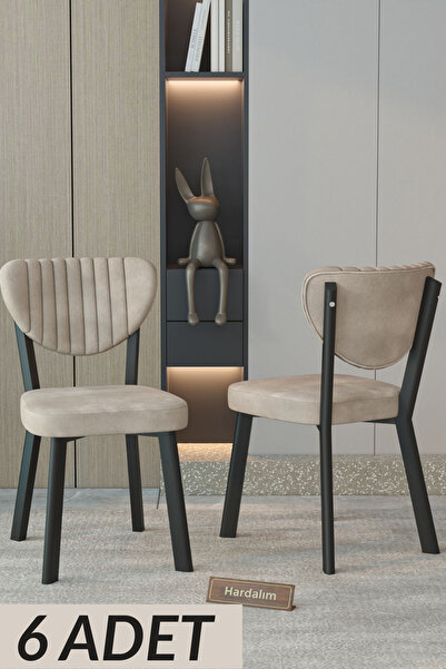 Hardalım Consept Kumaş Sandalye Mutfak Sandalyesi Salon Sandalyesi Cafe Sandalyesi 6 Adet kahve
