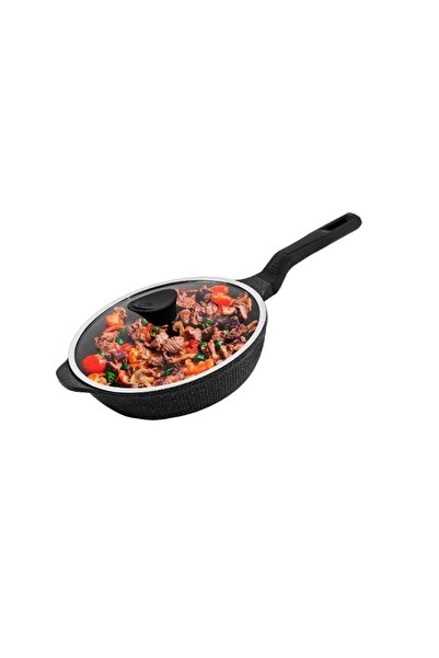 Evim Şahane Orion 28 CM Mega Döküm Sote Tavası – 3.5 LT, Cam Kapaklı,Yanmaz Y...
