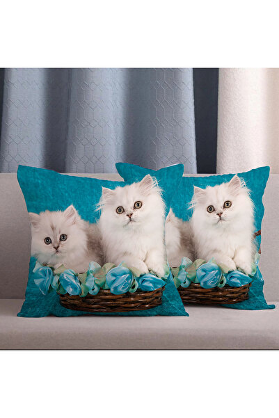 Alkan Homes 2-Piece Combination Cute Cat Digital Printed Throw Pillow Cover