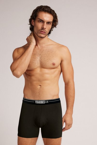 Yohannes Club Men'S, Cotton Boxer with Special Separator, Protection with Comfortable Separator, Black