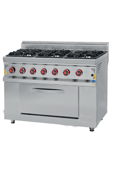 Csa İnox CSA Karacasan 900 Seri 120 cm 6 Gözlü Doğalgazlı Ocaklı Kuzineli Fırın 120x90x85cm 120x90x85Cm