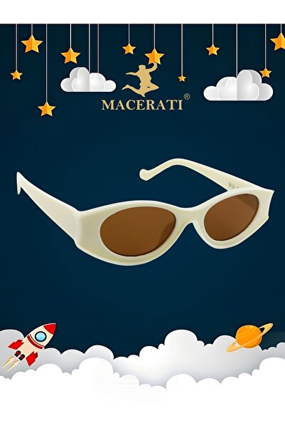 MACERATİ Cateye Unisex Cream Oval Frame Uv400 0-10 Years Children's Sunglasses