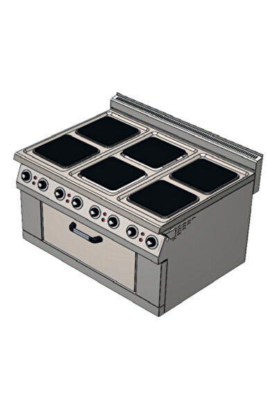 Csa İnox CSA Karacasan 900 Seri Dolaplı 120 cm 6 Gözlü Elektrikli Ocaklı Kuzi...