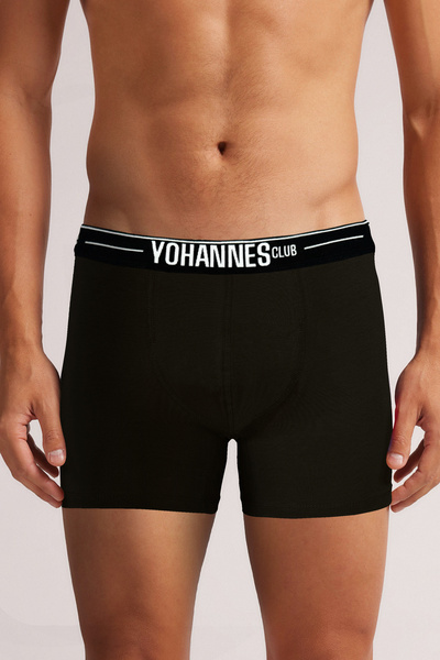 Yohannes Club Ανδρικό, Βαμβακερό μπόξερ με ειδική θήκη, Υγιή εσώρουχα με ειδικό σχέδιο θήκης, Μονό, Μαύρο