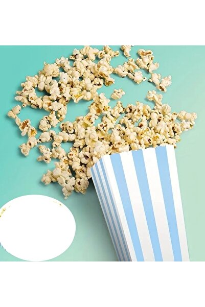 Deniz Party Store علبة رقائق الذرة الفشار كرتون مقلم باللون الأزرق والأبيض 8 قطع