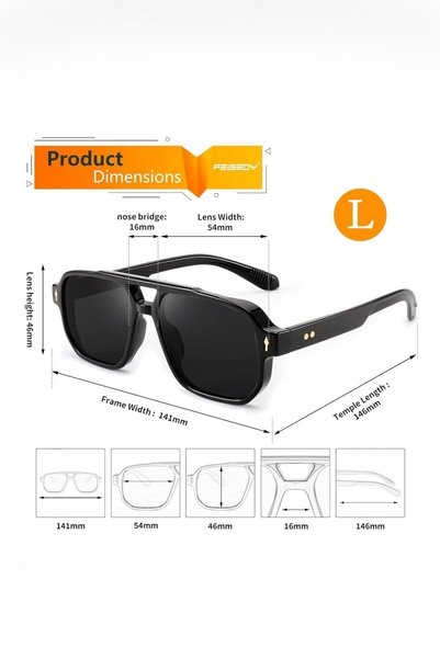 REN EYEWEAR Shane Black Classic Pilot Model Frame Sunglasses Unisex