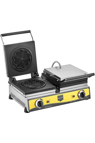 Remta Çiftli Çiçek Model Waffle Makinası Elektrikli 21 cm Çap