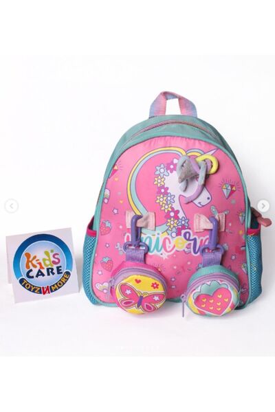 TOYFEST Unicorn Patterned Pink Turquoise Mini Backpack