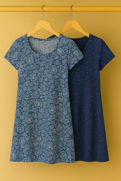 COTENCONCEPT 2 Adet Dökümlü Rahat Kalıp Günlük Penye Kumaş Elbise