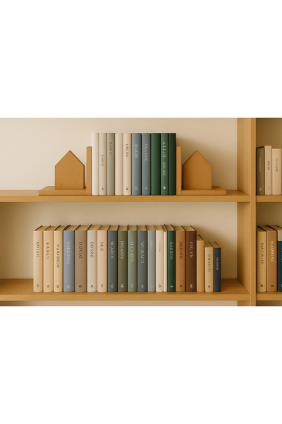 WOODY WOOD DESİGN حامل كتب من سلسلة هوم، سدادة كتب، حامل كتب خشبي