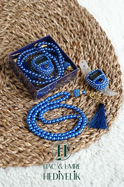 Hac Umre Hediyelik Stone Zikirmatik and Pearl Prayer Beads Set |   Mevlüd Hajj Umrah Invitation Organization Gift |   10 Piece Set