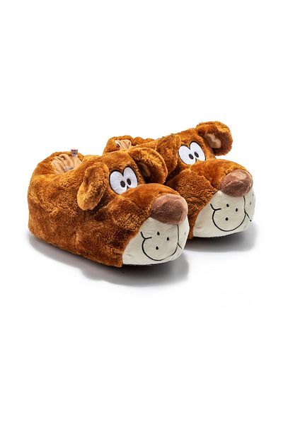 Twigy Fıbert Cute Dog Slippers House Slippers Brown 36/41