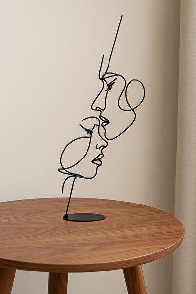 Dekor Dekoratif Plastik Tel Sanatı Yüz Figürü Masaüstü Obje 32x7 cm