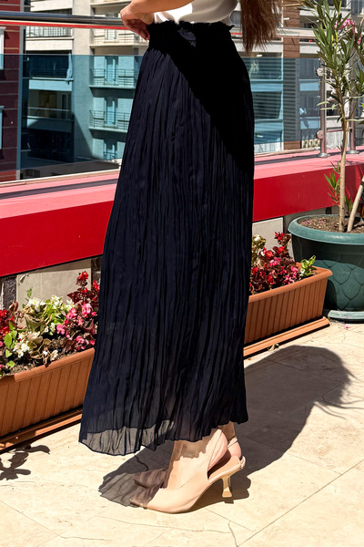 ModaPlaza Жіноча довга спідниця з довгими воланами з шифону, темно-синя