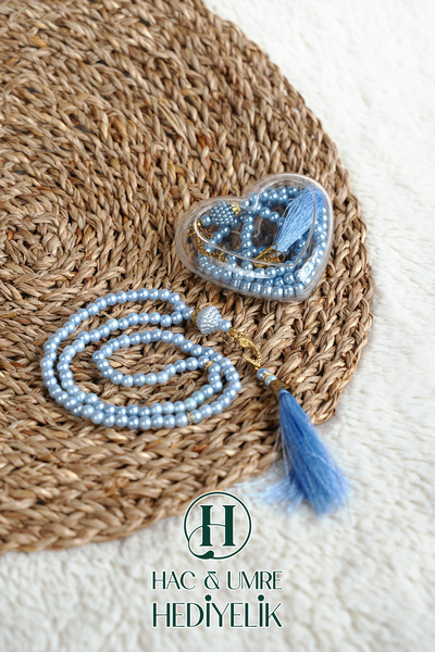 Hac Umre Hediyelik Gift Prayer Beads |   99 Pearl Prayer Beads Vav Imameli Tassel Heart Boxed |   Hajj Umrah Day Invitation Gift