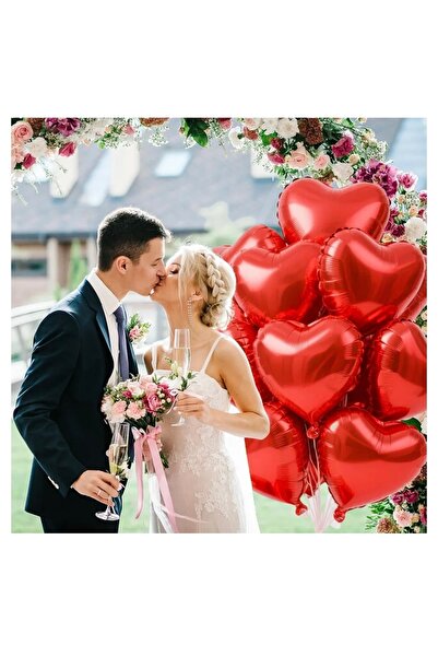 Deniz Party Store بالون قلب فويل 5 قطع 45 سم لون أحمر