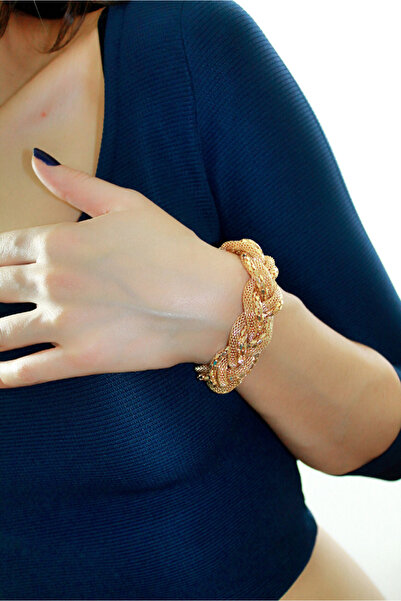 Rednose Gold Örgü Zincir Bileklik modern stil gece günlük abiye zarif şık ces...