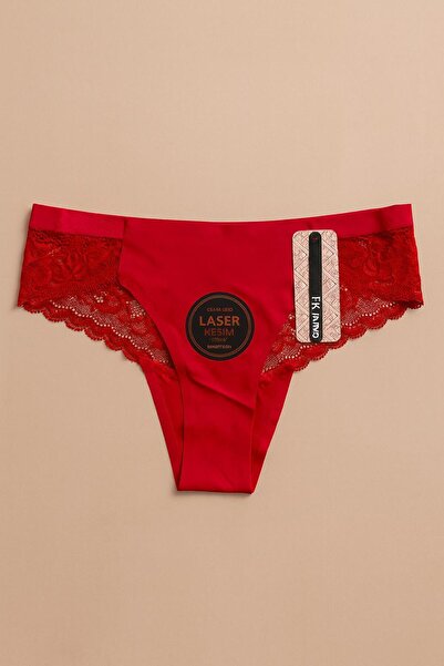 deniz iç giyim Kırmızı Dantelli Lazer Kesim Külot - Kırmızı Lazer Kesim Tanga
