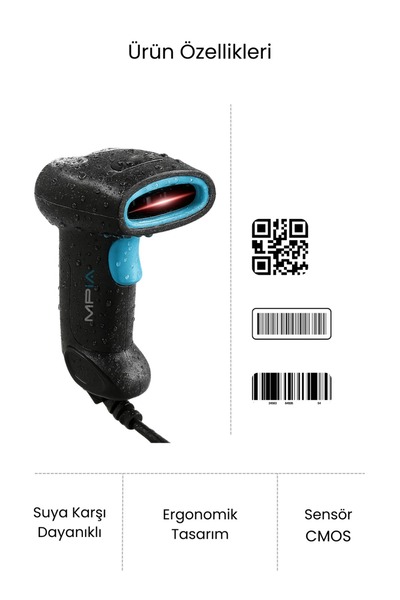 MPIA Usb Kablolu Barkod QR (Kare) Kod Okuyucu 1D 2D Tüm Zeminler için Uygundur