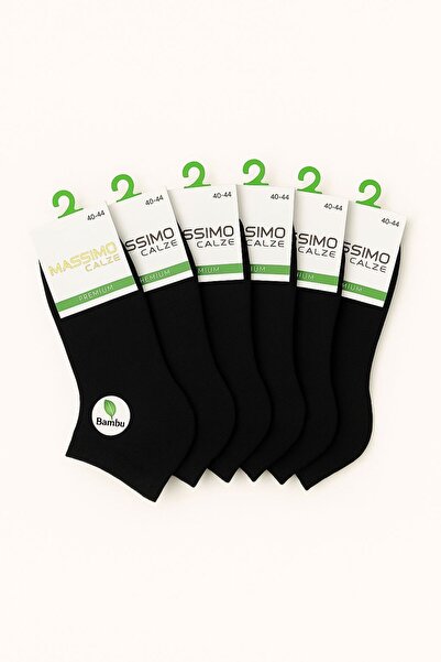 MASSİMO CALZE Black Men's Seamless Bamboo Booties Socks (40-44) Pack of 6