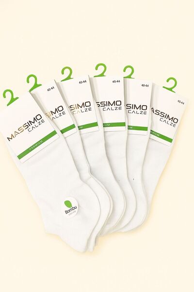 MASSİMO CALZE White Men's Seamless Bamboo Booties Socks (40-44) Pack of 6
